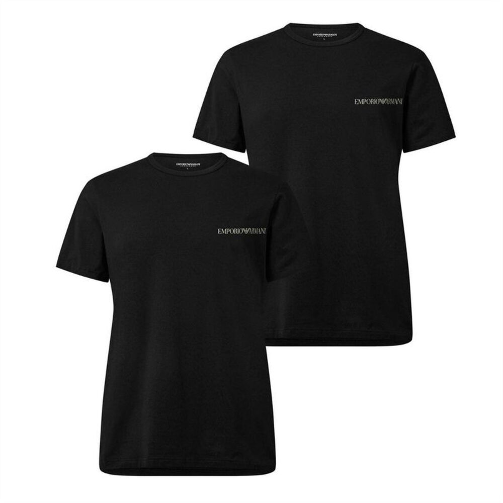 Emporio Armani EA7 Mens Logo Crew Neck T-Shirt (Pack of 2) / Black